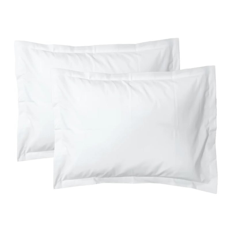 Two white Oxford pillow covers with flange