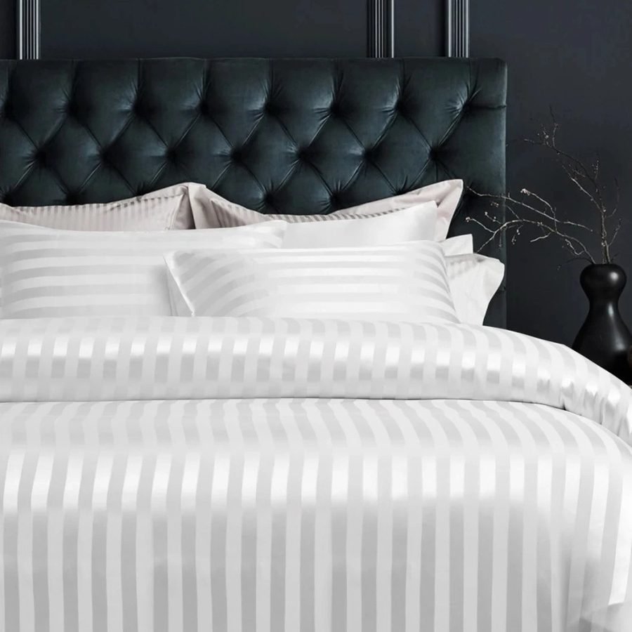 Satin stripe hotel bed linen