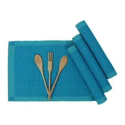 Set of teal ribbed placemats